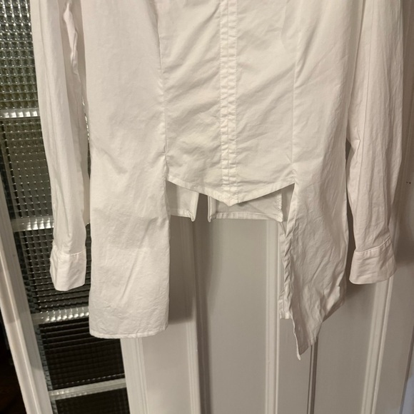 Cottonade Paris Women’s White Shirt Collared V-Neck Back Zip Sz 4 - Picture 3 of 11